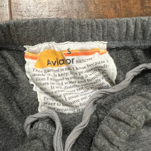 Gray Aviator Nation sweatpants with black bolt - Picture 3 of 5